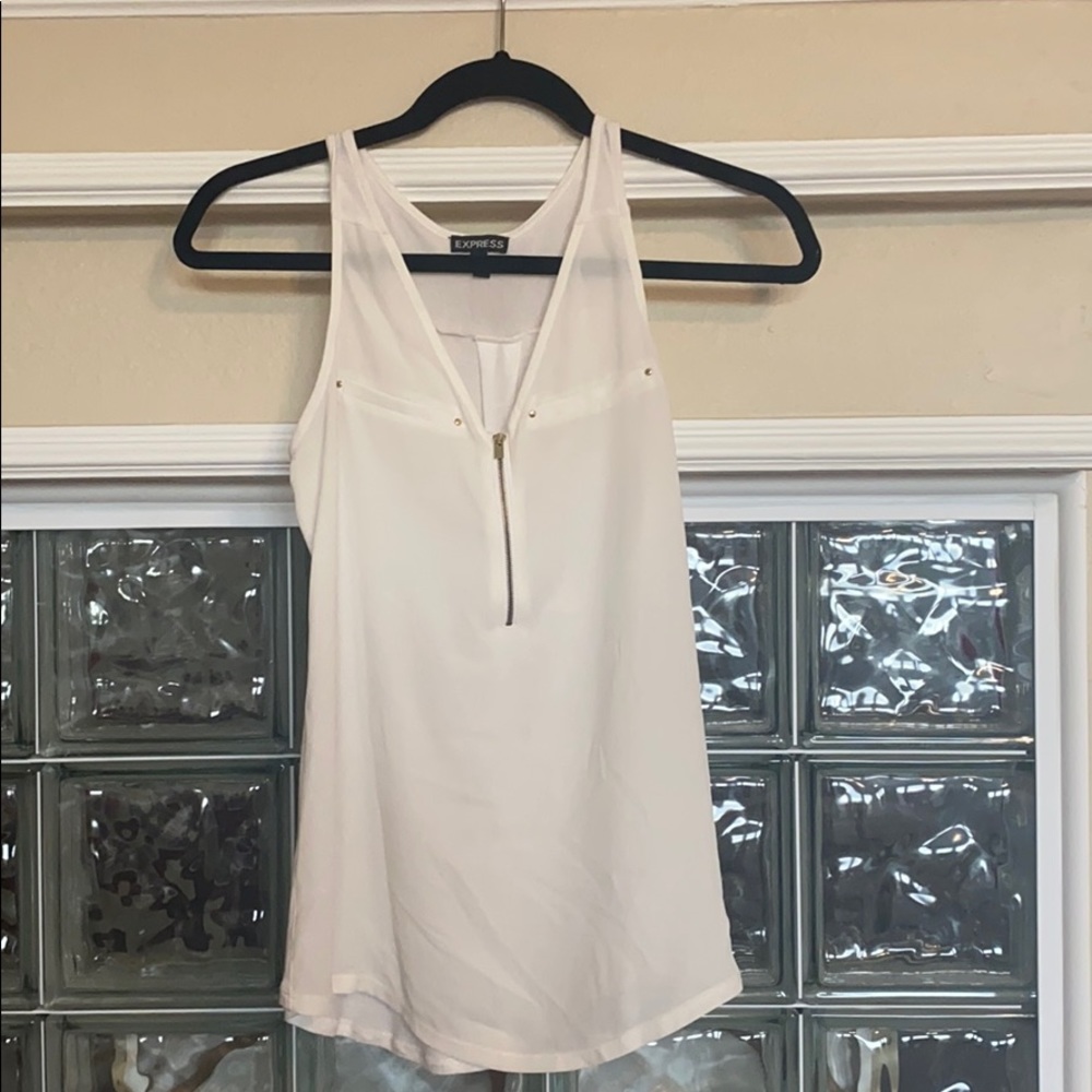 Express off white XS zip front sleeveless top